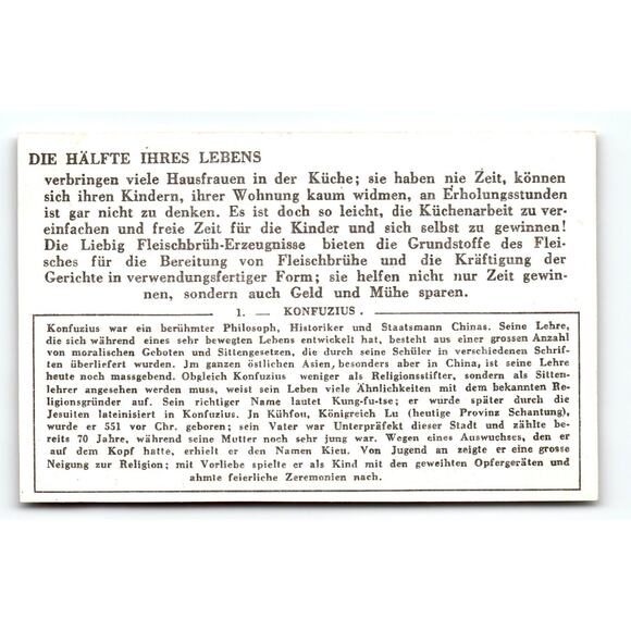 Victorian Liebig Trade Card Konfuzius Religious Scene German Text - Picture 2 of 2